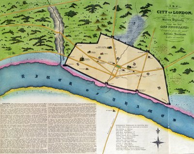 Die Stadt London zur Zeit der Sachsen-Dynastie, um das Jahr Tausend, veröffentlicht von William Darton, London von English School